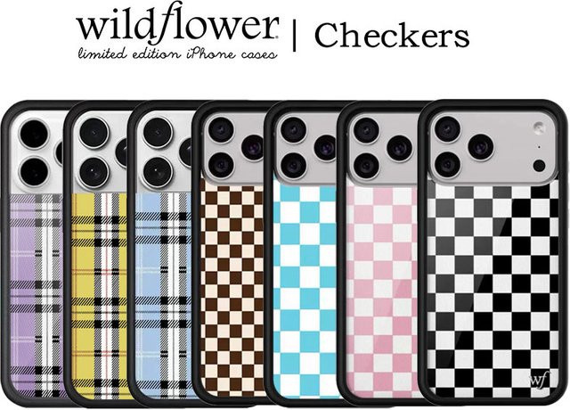 Wildflower Handyhülle Checkers Grid Design in Schwarz für iPhone 11 bis iPhone 17 Pro Max Plus Stoßfeste Hülle - Bild 1