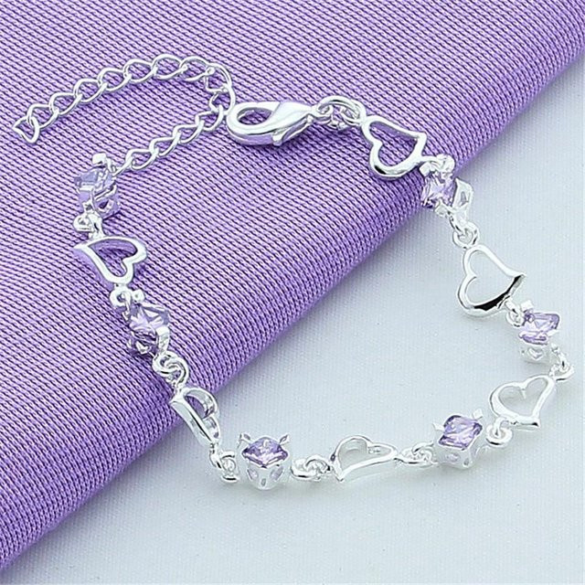 Armband 925 Silber, Kristall, Herz, Damen - Bild 1
