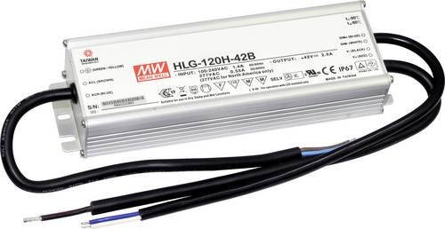 Mean Well HLG-120H-20A LED-Treiber, silberner LED-Trafo mit IP65 Schutzart, 120W, 20V/DC, Konstantspannung, Aluminiumgehäuse - Bild 1