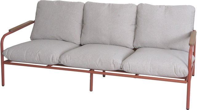 MCW Aluminium-Gartenbank O11 Outdoor 3-Sitzer Sofa mit Olefin-Stoff in Terrakotta und beigen Polstern, Breite: 184 cm - Bild 2