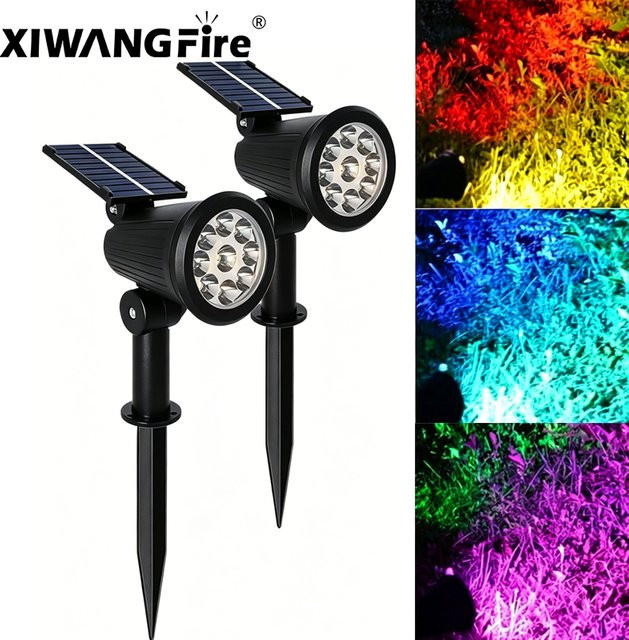 XIWANGFIRE Solar-Landschaftsleuchten mit 9 LEDs, verstellbare Außenbeleuchtung in Schwarz, IP65 wasserdicht für Garten, Hof und Weg - Bild 1