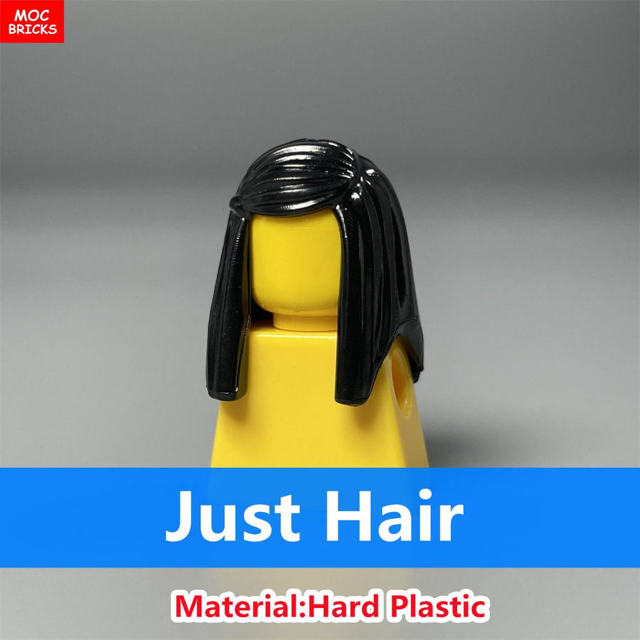 Yiran toy MOC Steine Figur Schwarze Gerade Haare Körperteile 10-teiliges Set - Bild 1