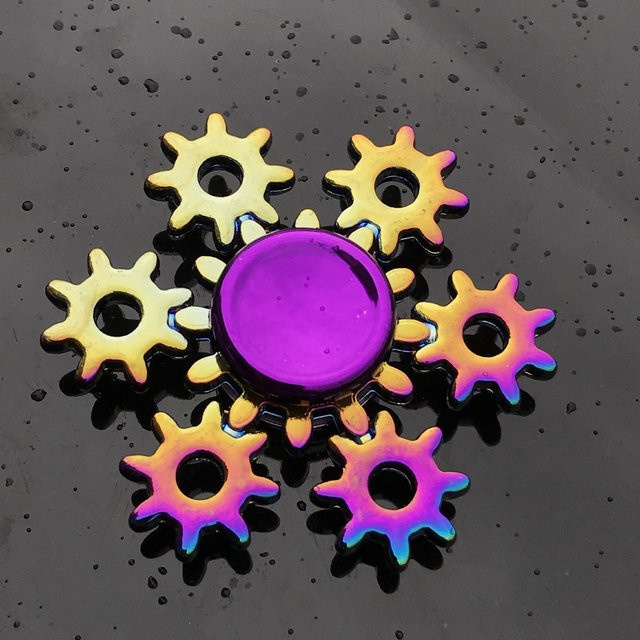Super Six Hand Spinner, Metall, Regenbogen, Fidget Spinner - Bild 1