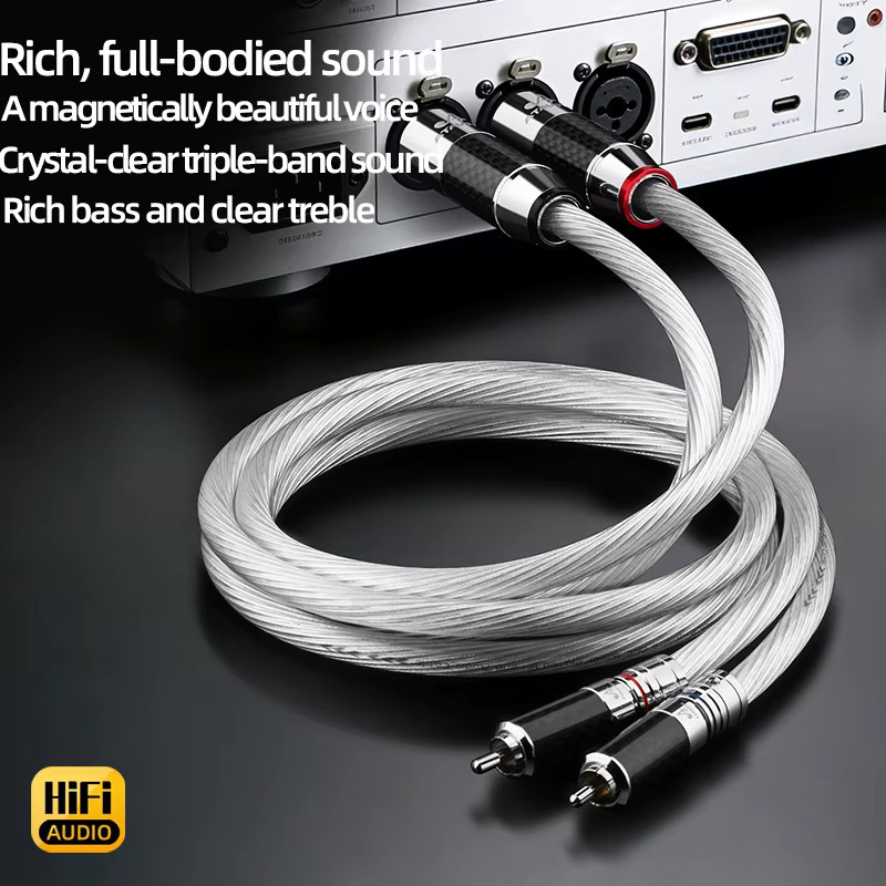 HiFi OCC versilbertes Audiokabel 2RCA auf 2XLR für Verstärker und CD-Player in Silber - Bild 5