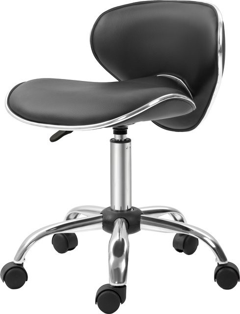 HOMCOM Drehstuhl Schwarz mit höhenverstellbarer Rückenlehne 44-56 cm, 360 Grad drehbarer Bürohocker für Büro, Klinik oder Massage-Salon - Bild 1