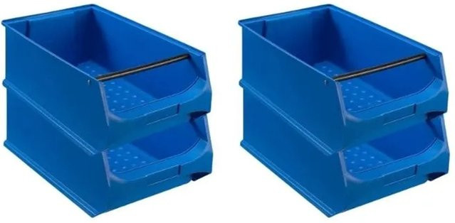 PROREGAL SuperSparSet 4er Pack Sichtlagerboxen 5,1 Blau mit Griffstange, H x B x T: 20 x 30 x 50 cm, 21,8 Liter - Bild 1