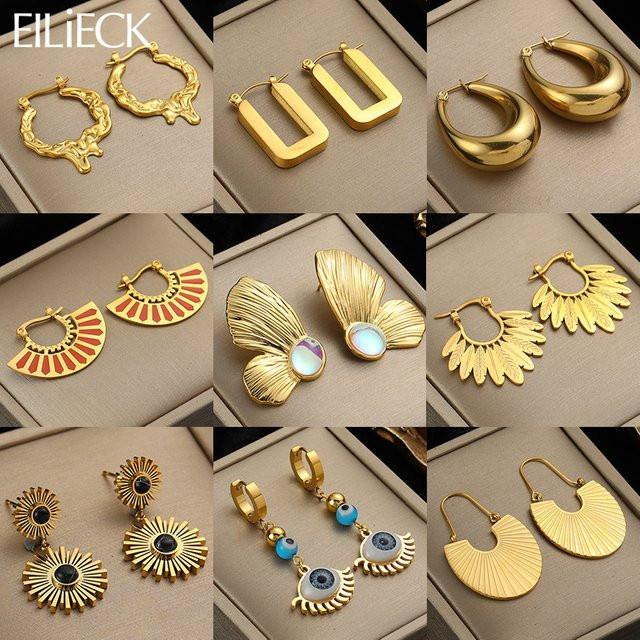 EILIECK Ohrringe, Edelstahl, Gold, Damen - Bild 1