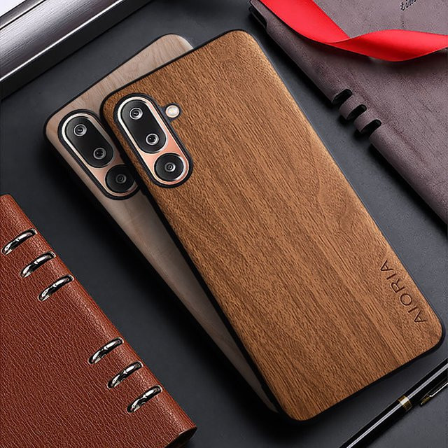 Samsung Galaxy M36 M35 M34 M33 M31 M23 M16 M15 M14 M13 5G Handyhülle mit Bambus Holz Muster in Braun - Bild 1