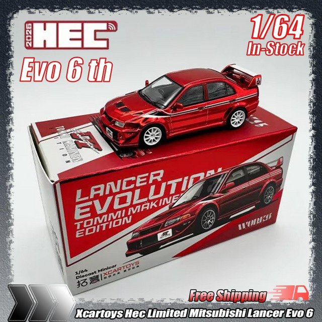 Xcartoys Mitsubishi Lancer Evo 6, Modellauto, 1:64, Rot, Metall - Bild 1