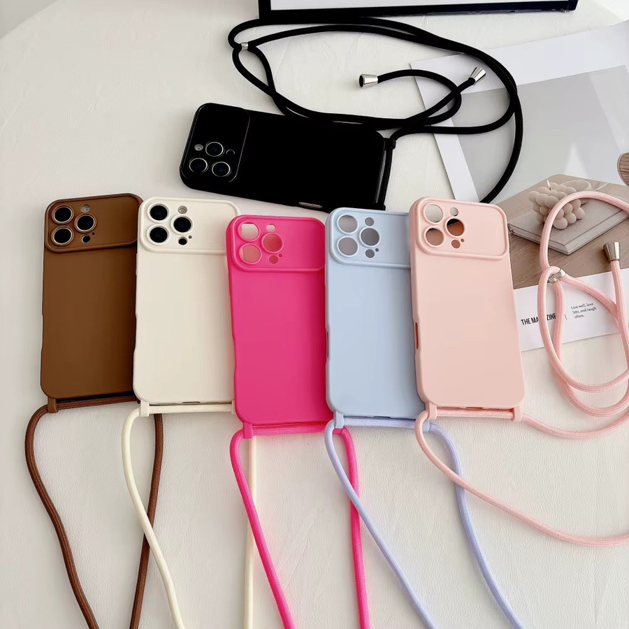 Xeber Crossbody Lanyard Silikon Schutzhülle mit Schultergurt für iPhone 12 13 14 15 16 Pro Max in Weiß - Bild 2