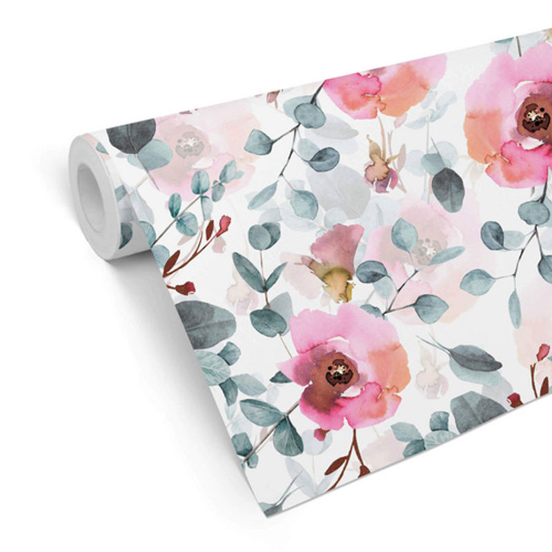 K&L Wall Art Vliestapete Vintage Eukalyptus und botanische Rosen, mehrfarbig, matt - Bild 3