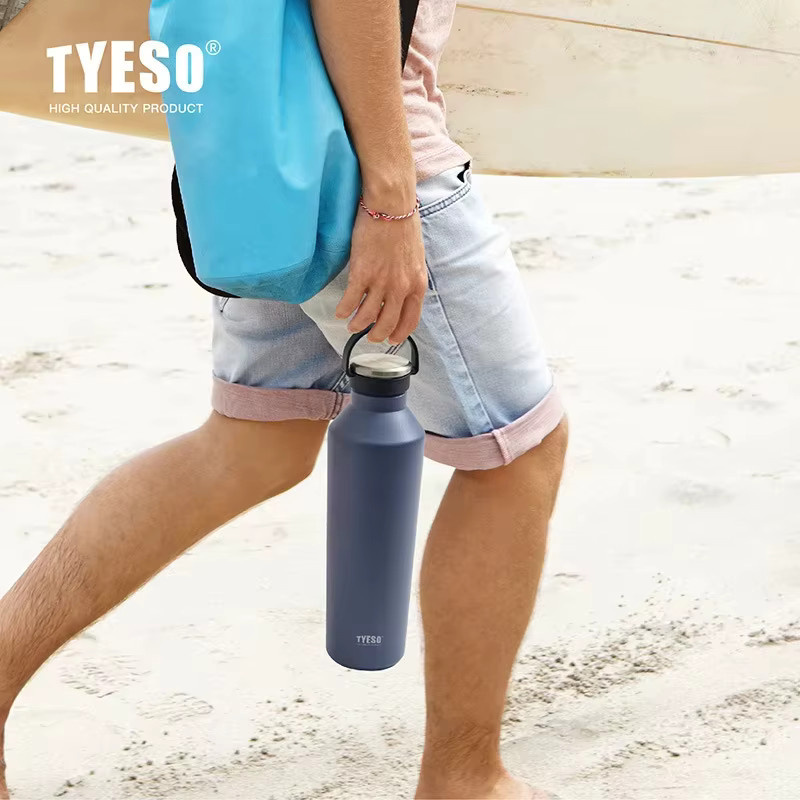 Tyeso Vakuum-Thermosflasche mit Griff, isoliert und auslaufsicher, Matt-Finish, Beige, 500 ml - Bild 2