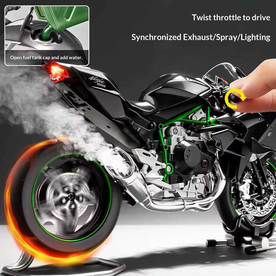 Maisto 1:9 Kawasaki H2R Motorradmodell, Fahrzeug, Schwarz - Bild 6