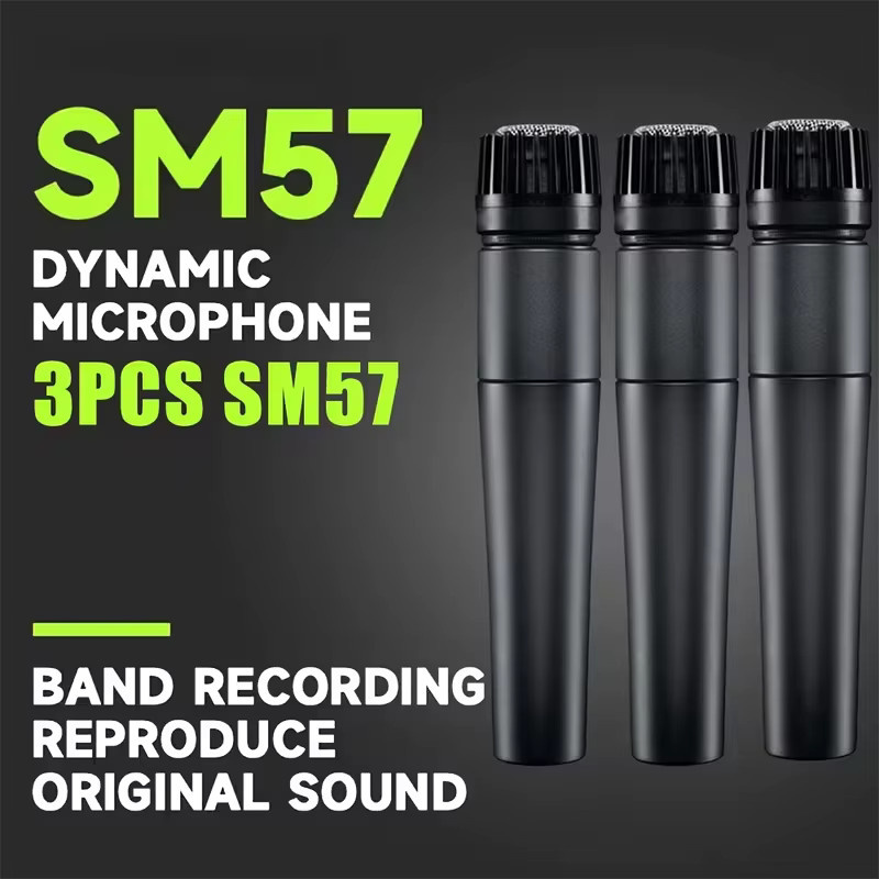 Shure SM-57 3-teiliges XLR-Mikrofon-Set mit Ständer und Koffer in Schwarz - Bild 5