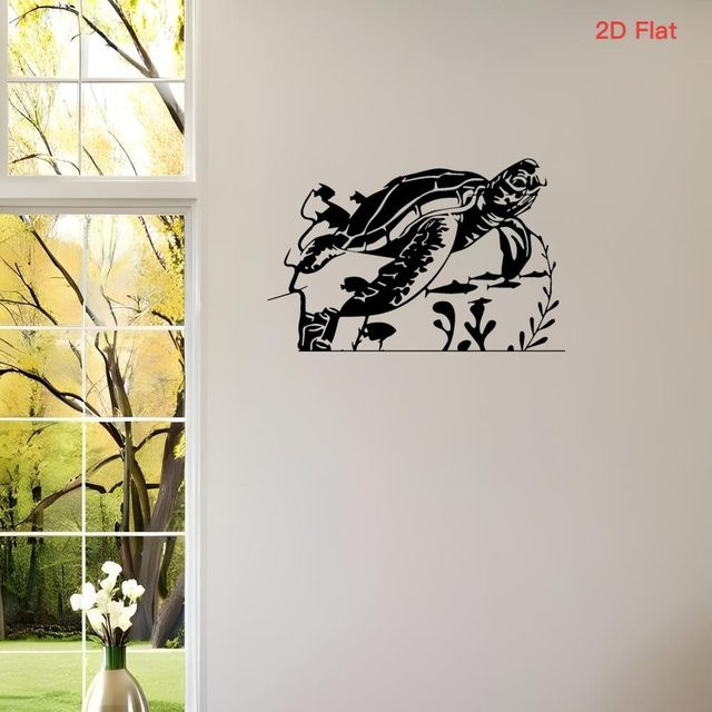 CIFBUY Wandkunst Meeresschildkröte aus schwarzem Metall als maritime Ozean-Dekoration im Küstenstil - Bild 1