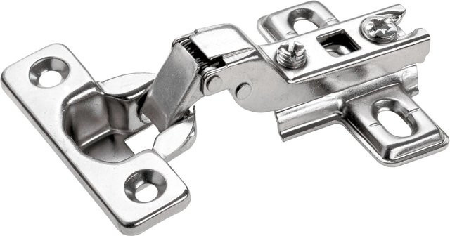 Hettich Mini-Scharnier mit Mittelwandanschlag 15 mm bis 22 mm, Nickel beschichtet, Silber - Bild 1