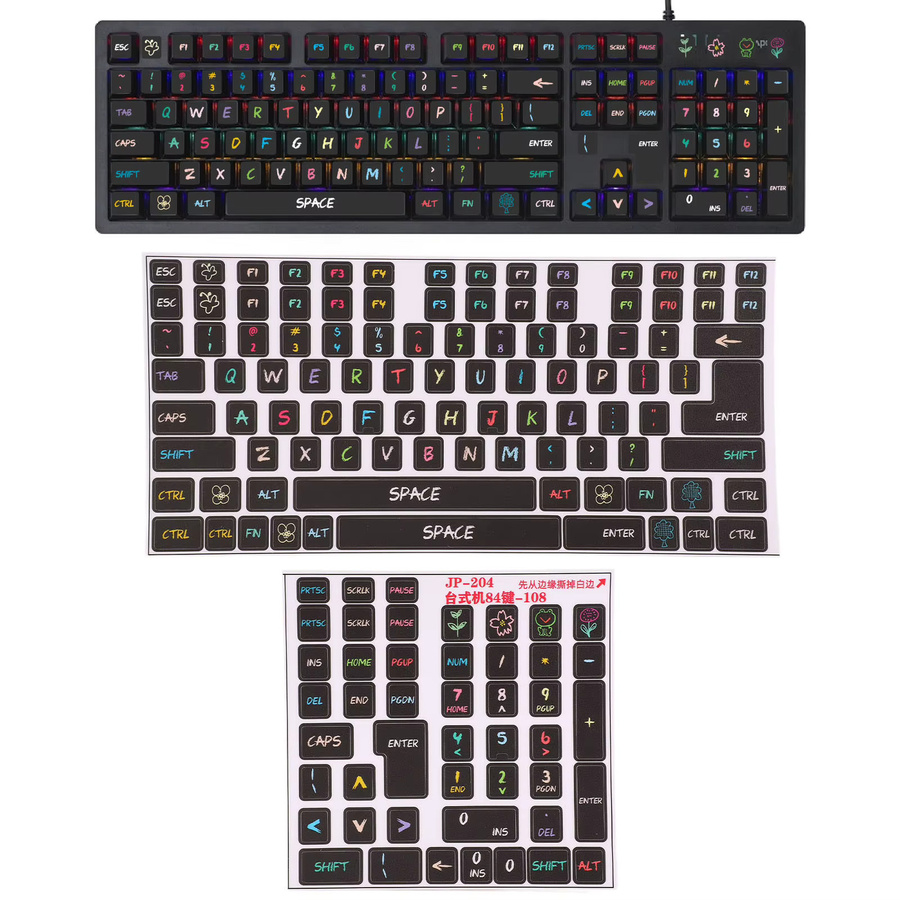 Dekorative Gaming-Tastaturaufkleber aus PVC für 84 bis 108 Tasten in Schwarz - Bild 4