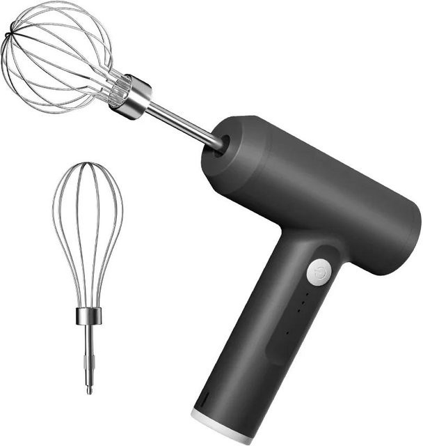 Super Six Kabelloser Elektrischer Handmixer in Schwarz, USB-wiederaufladbar mit 3 Geschwindigkeiten für Eier, Teig und Sahne - Bild 1