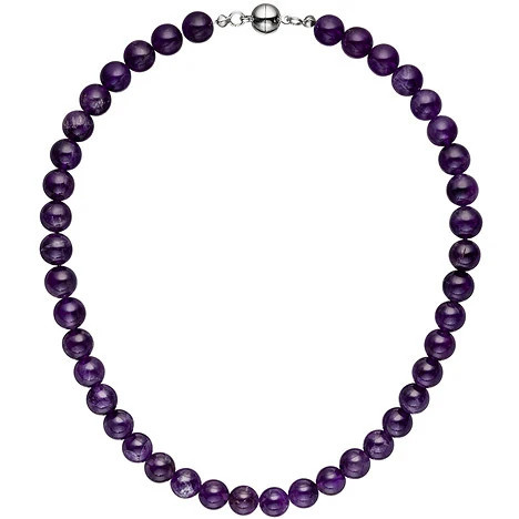 Colfem Halskette Amethyst, Edelstahl, Silber, 44 cm, Unisex - Bild 1