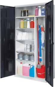 Kappes ErgoPlus Putzmittelschrank aus Stahlblech in Grau mit 4 Fachböden und Schwenktüren - Bild 1