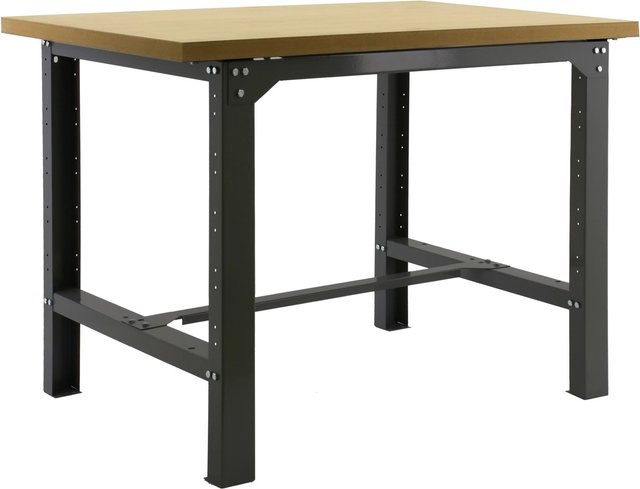 PROREGAL Werkbank Buffalo Wood in Anthrazit und Braun mit einer Traglast von 600 kg, H x B x T: 87 x 120 x 75 cm - Bild 1