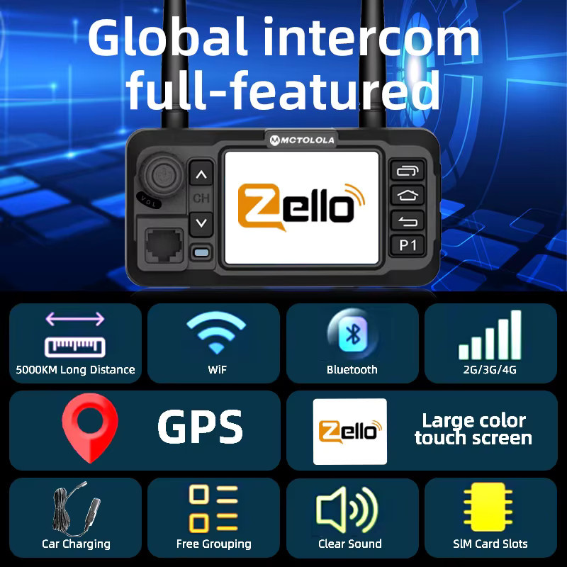 Motorola Mini Zello Android 4G kabellose Auto-Gegensprechanlage mit Touchscreen, Bluetooth, GPS und Wi-Fi in Schwarz - Bild 6