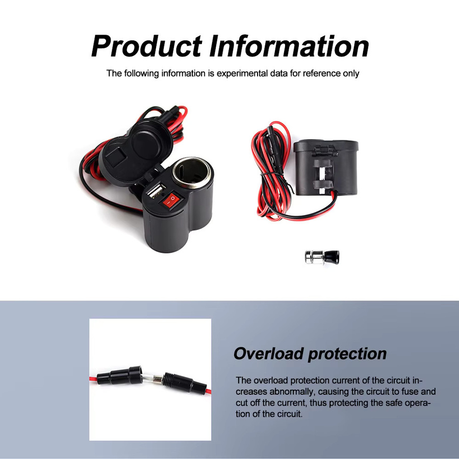 USB-Ladegerät Adapter für Auto und Camper mit USB-A und USB-C Anschlüssen, 2.4A, Schwarz, DC 12V-24V mit Schalter - Bild 5