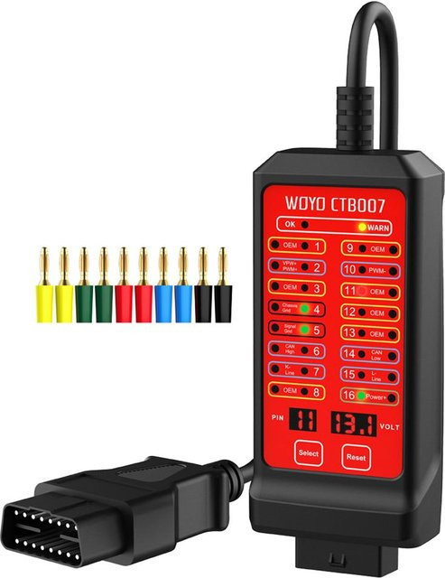 WOYO Tragbarer CAN-Tester 16-Pin-Break-Out-Box zur CAN-Bus-Stromkreis-Erkennung für 12V und 24V in Bunt - Bild 1
