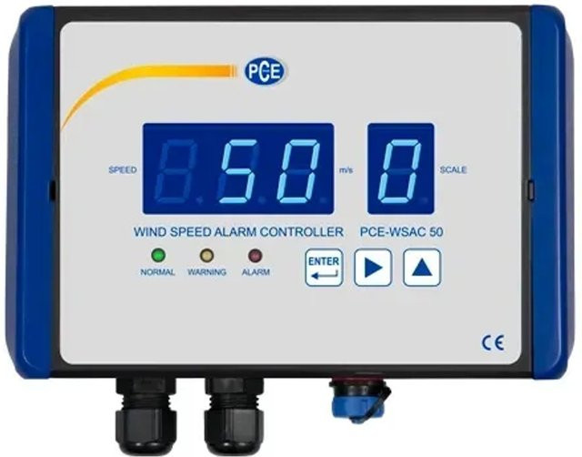 PCE Instruments Windgeschwindigkeits-Alarmcontroller PCE-WSAC 50 in Schwarz und Blau - Bild 2