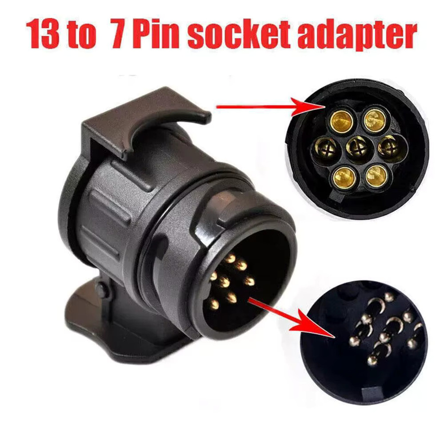 Adapter für LKW-Anhänger mit 7- bis 13-poliger elektrischer Traktion, Europäische Steckdose, Schwarz - Bild 3