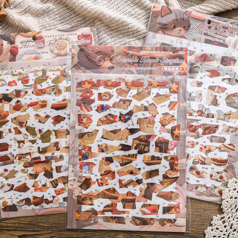 3D Story Club Kawaii Bäckerei Landschaftsaufkleber, DIY Taschenkabinen-Szene, Bunt / Mehrfarbig - Bild 1
