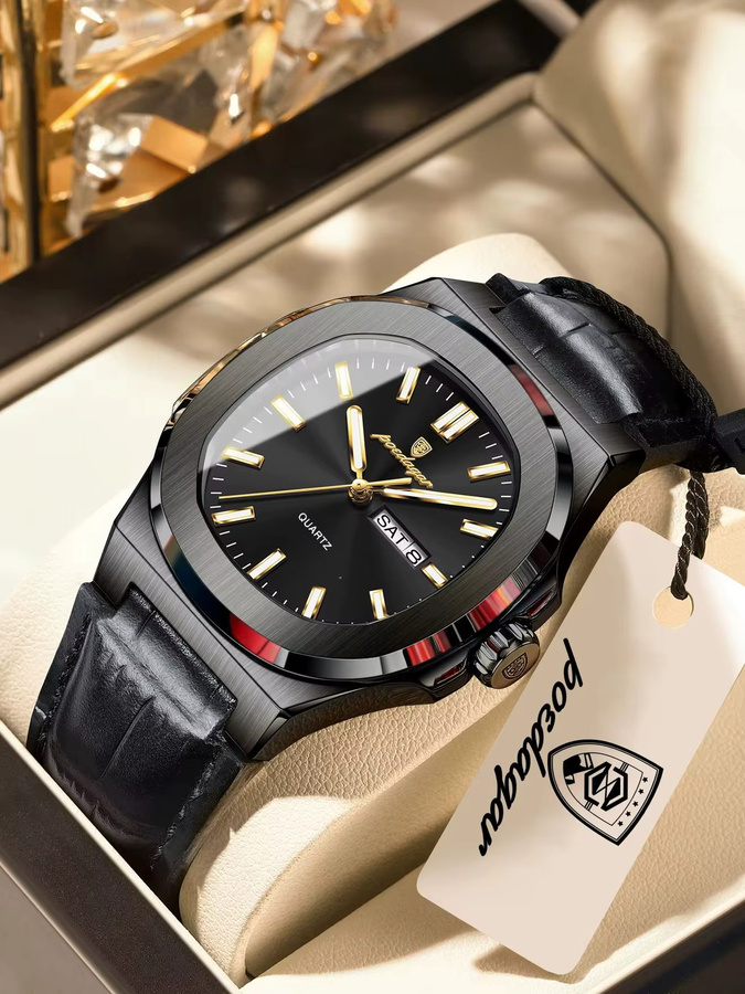 POEDAGAR Armbanduhr, Quarz, Leder, Herren - Bild 5