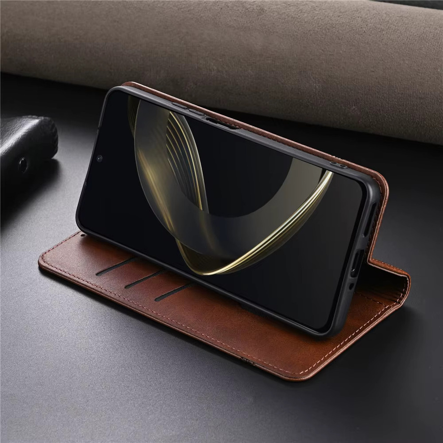 Magnetische Leder-Handyhülle für Samsung Galaxy A-Serie als Brieftaschen-Schutzhülle in Rot und Braun - Bild 2