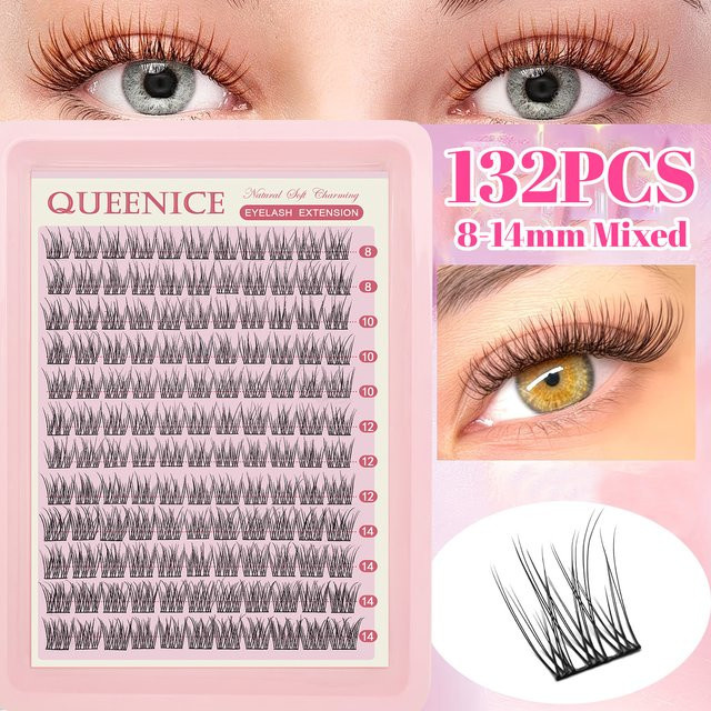 QUEENICE Künstliche Wimpernverlängerungen, C-Curl, 8-14 mm, 0,07 mm Dicke - Bild 1