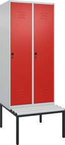 C+P Spind Classic PLUS Garderobenschrank mit Sitzbank, 2 Abteile, Lichtgrau, B/T/H: 212 x 80 x 81,5 cm - Bild 1