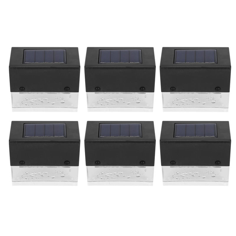 6er Set TOMTOP JMS Solar LED Stufenleuchten mit Farbwechsel RGBW in Schwarz für Garten Balkon Terrasse und Treppe, IP55 wasserdicht - Bild 3