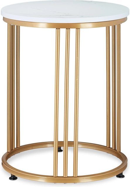 Relaxdays Beistelltisch MARMO in Weiß mit Marmoroptik, B/T/H: 41,0 x 30,0 x 51,0 cm - Bild 1