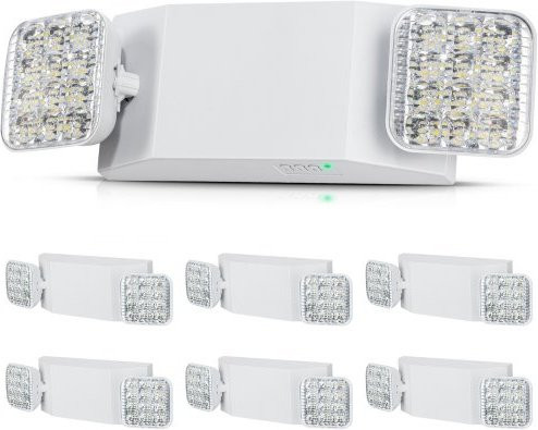 VEVOR 6er Set Notbeleuchtung mit weißer LED, 3W, quadratische Notausgangsleuchten mit wiederaufladbarem Akku für 180 Minuten Backup, verstellbar für Decken- oder Wandmontage, Farbe: Weiß - Bild 1