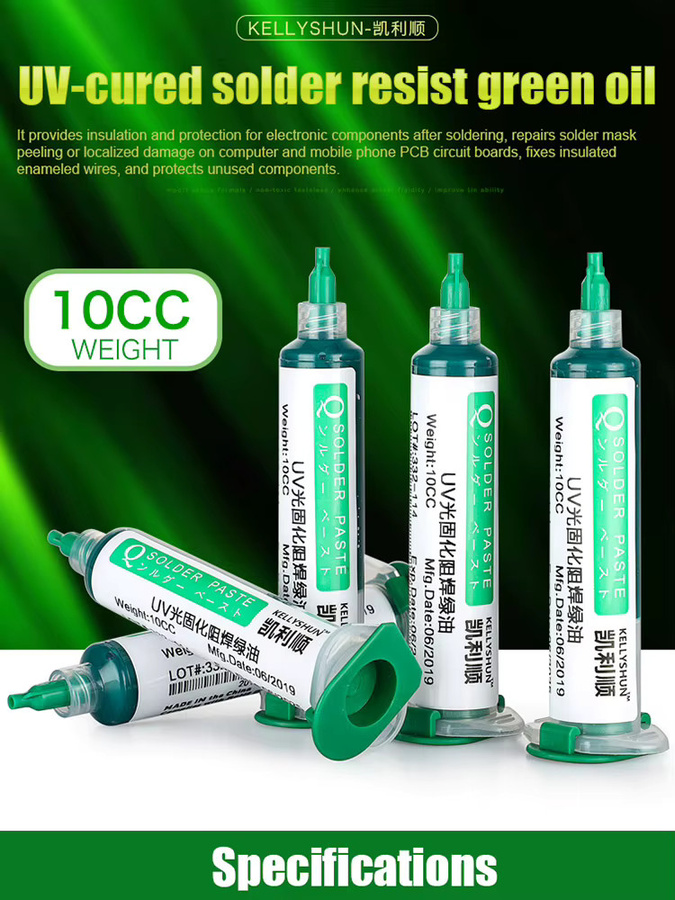 KELLYSHUN UV-härtende Lötmaskentinte in Grün für PCB BGA Leiterplatten, 10 ml - Bild 2