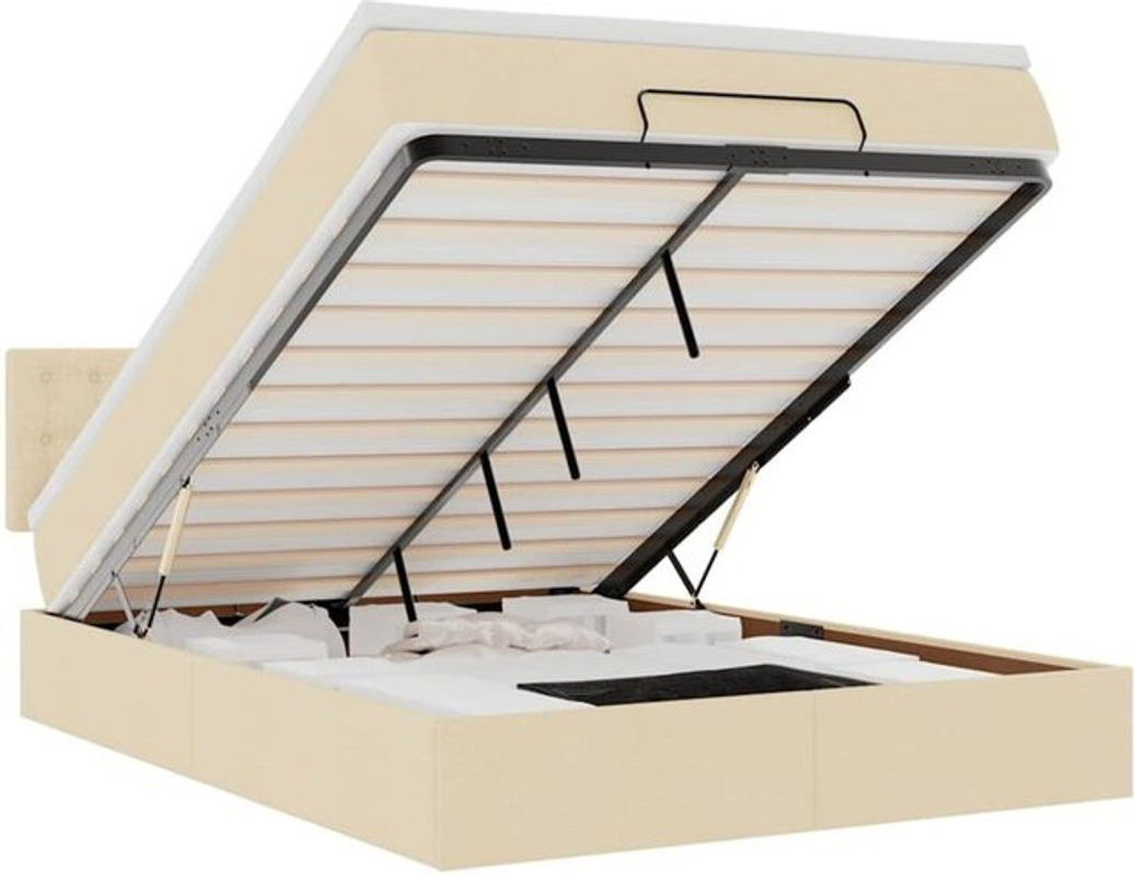 vidaxl Polsterbett Ottomane mit Matratze und LED-Beleuchtung in Beige, B/T/H: 140 x 190 x 88 cm - Bild 1
