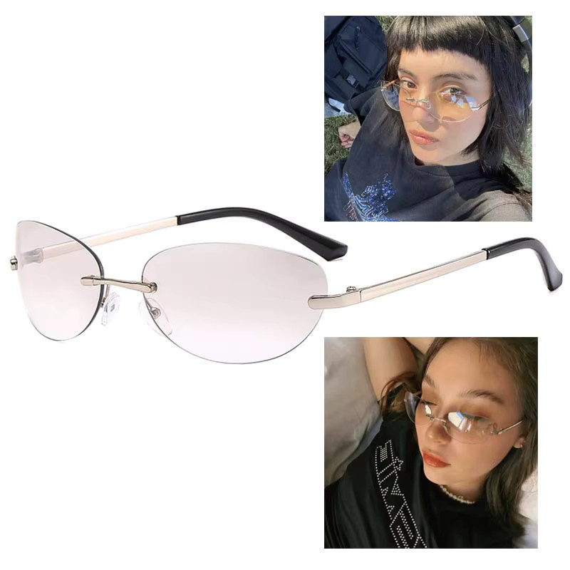 Sonnenbrille, randlos, oval, Metall, getönte Farblinse - Bild 2