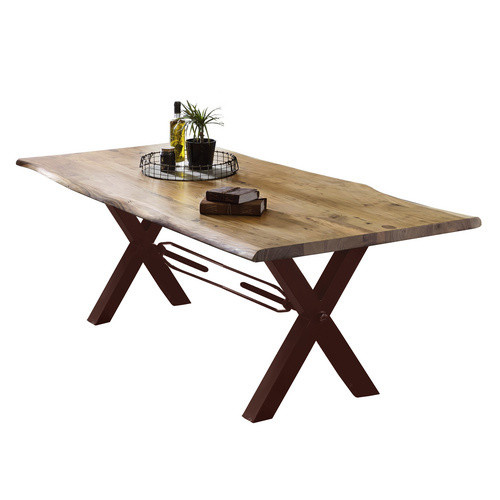 SIT Tisch TABLES & CO aus Akazienholz in Braun mit Live Edge und Metallgestell, H: 78 cm, B: 154 cm, T: 100 cm - Bild 2