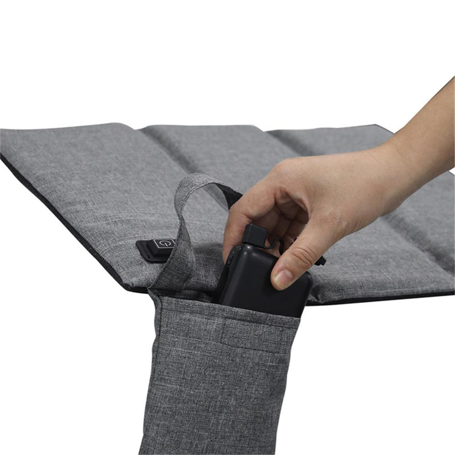 TOMTOP JMS USB wiederaufladbares beheiztes Sitzkissen für den Außenbereich, tragbare Klappstuhl-Sitzmatte in Grau mit 3 Heizstufen - Bild 6