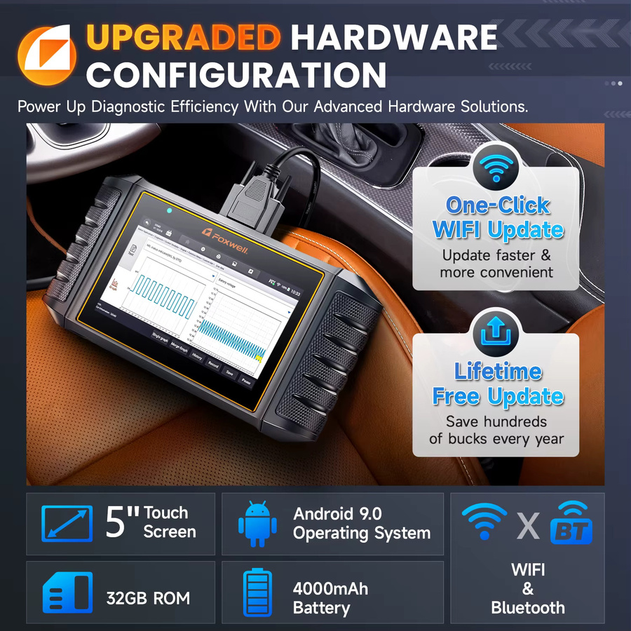 FOXWELL NT710 OBD2-Autodiagnosetool in Schwarz mit aktivem Test, ECU-Codierung und 30 Reset-Funktionen als Kfz-Scanner-System - Bild 4