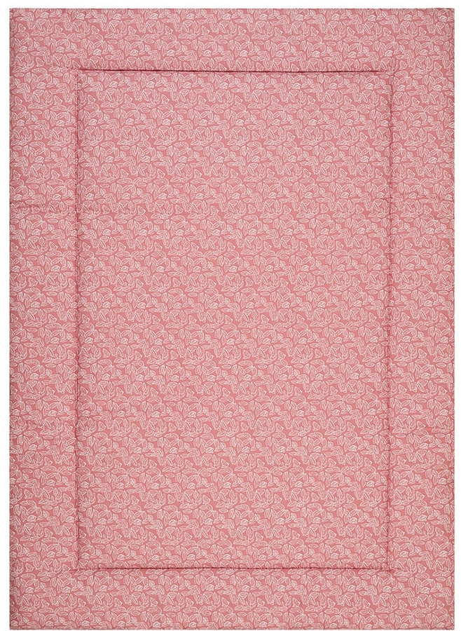 Odenwälder Krabbeldecke White Leaves Cranberry in Weiß und Pink mit OEKO-TEX Standard 100 - Bild 1