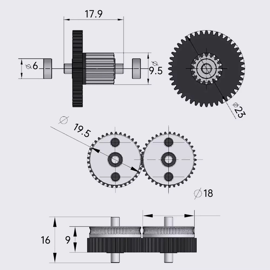 Qiilu 36-mm-Extruder mit hochpräzisem Schrittmotor für CR-10 und CR-10S FDM 3D-Drucker, Schwarz-Rot - Bild 3