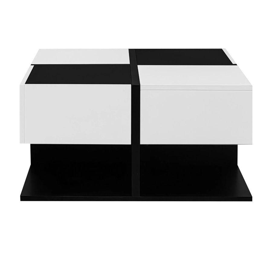 okwish Couchtisch quadratisch mit 2 Schubladen in Schwarz-Weiß, B/T/H: 70 x 70 x 35,5 cm - Bild 2