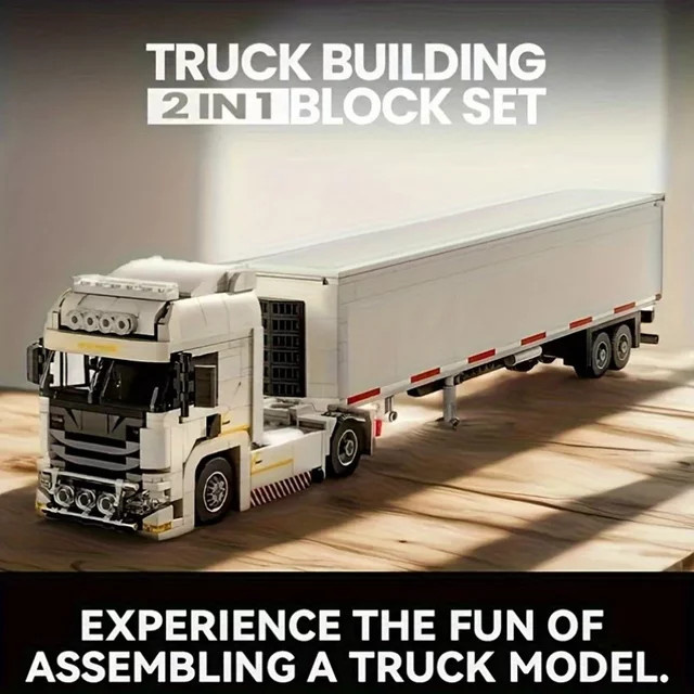 Urban Traffic Logistics 2-in-1 Bausteine-Set mit europäischem Anhänger und Kofferwagen in Weiß - Bild 1