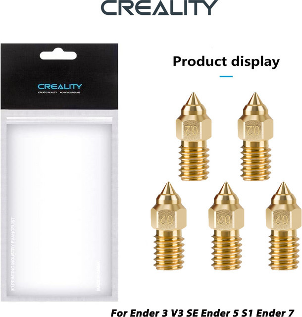 Creality Ender 3 V3 SE Hochgeschwindigkeits-Messingdüsen für FDM 3D-Drucker, Set mit 0,2/0,4/0,6/0,8/1mm, Farbe: Gold - Bild 1