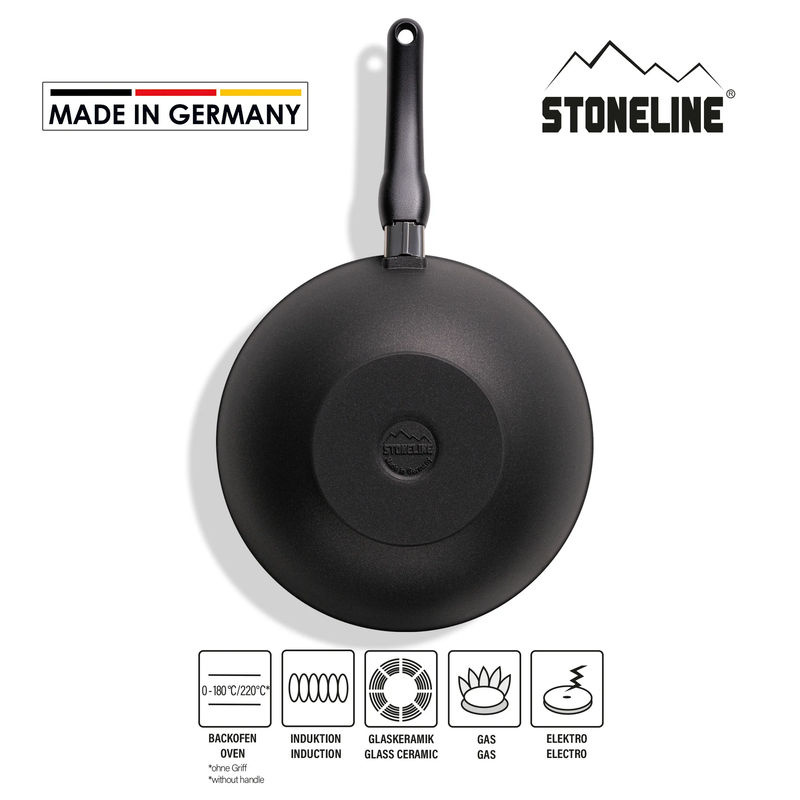 STONELINE Wokpfanne aus Kokillenguss mit abnehmbarem Griff, Durchmesser: 30 cm, Schwarz, Induktion geeignet - Bild 2